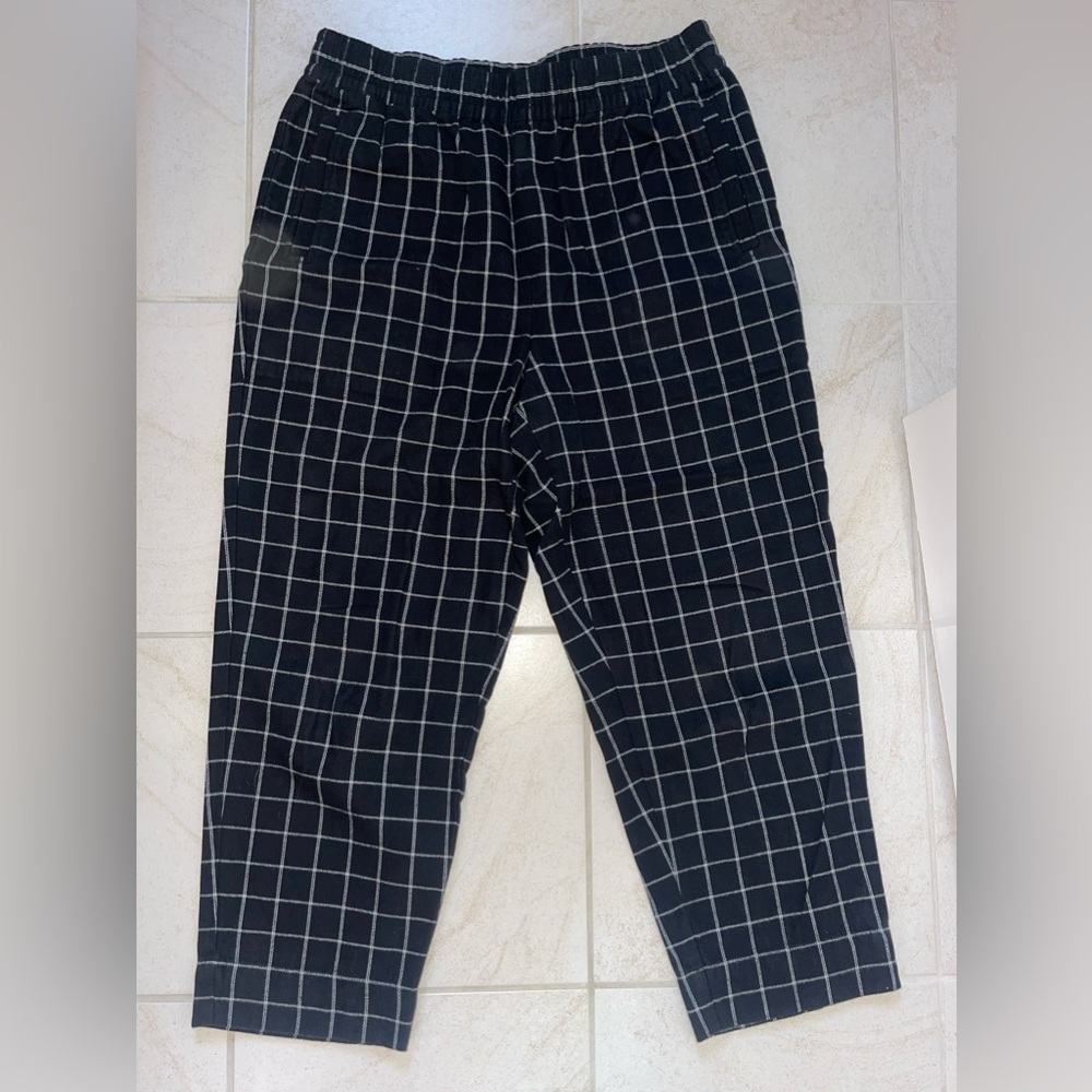 Madewell plaid pants with elastic waistband , worn once, size L